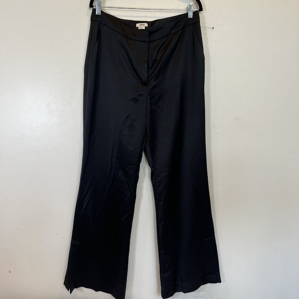 Jason Wu NWOT Black Satin Wide Leg Hi Rise Pants Women 10